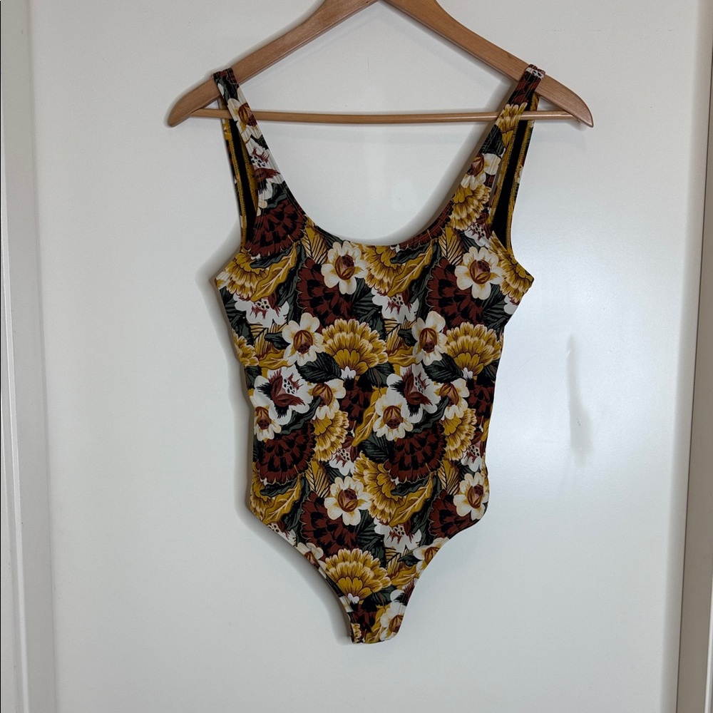 Simons Floral One-Piece Swimsuit - Yellow, Brown, Black
